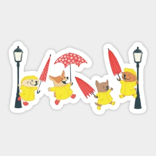 Dogs in Raincoats Sticker